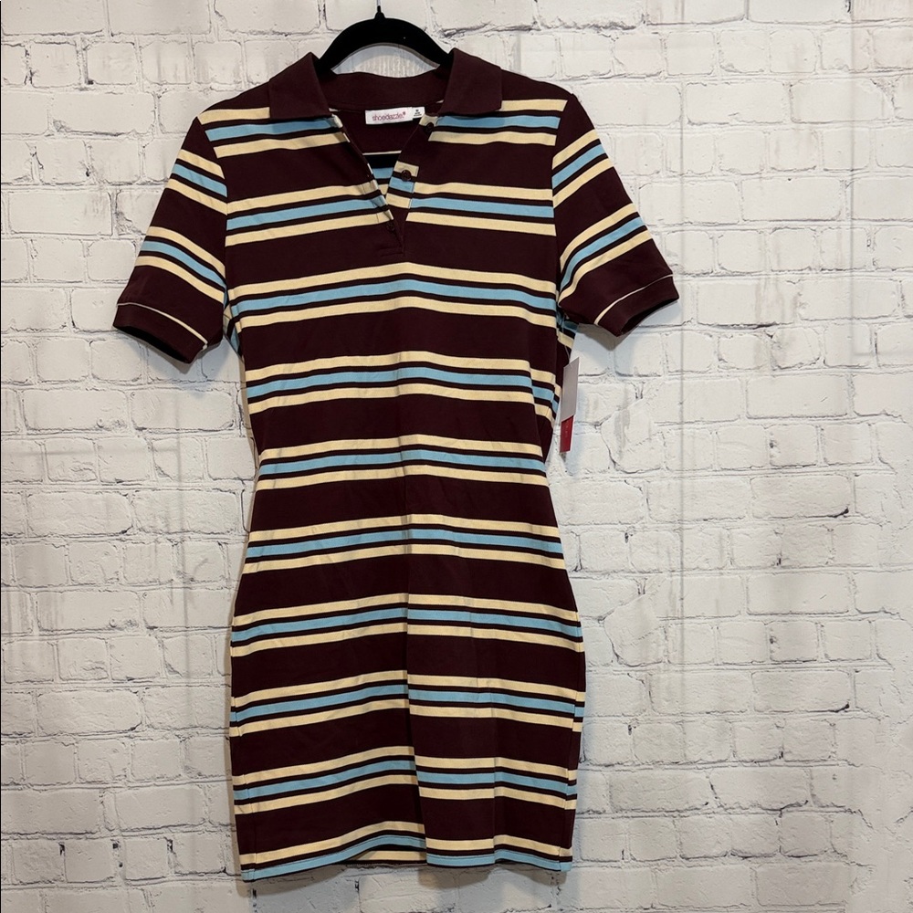 NWT Shoe Dazzle Brown Striped Mini Dress Size Medium